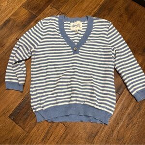 Lauren Ralph Lauren Sky Blue and White Striped sweater coastal grandmother